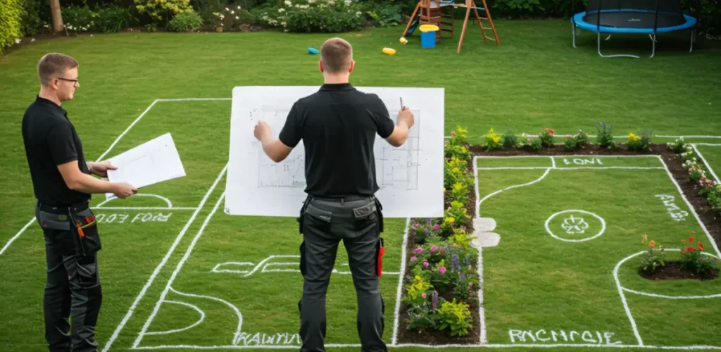 Greeneris ekspertai įvertina augavietės sąlygas ir planuoja vejos įrengimo zonas.