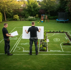 Greeneris ekspertai įvertina augavietės sąlygas ir planuoja vejos įrengimo zonas.