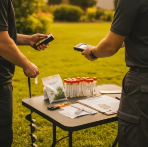 Greeneris ekspertai nustato dirvožemio rūgštingumą (pH) sklype atliekamais tyrimais.